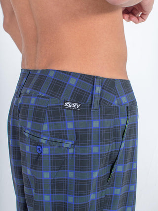 Sexy Brand Transformer Shorts Neon Blue Doobie Shorts back detail