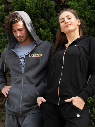 Mens zip up hoodie sexy brand in gray