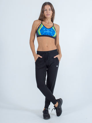 sexy brand womens sports swim top green vibrations with black joggers