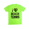 Men's I ❤️ Beach Tennis Crew Neck Tee in Neon Green & Distressed Black