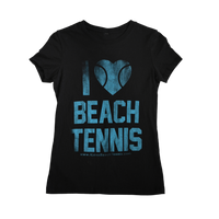 Women's I ❤️ Beach Tennis Crew Neck Tee in Distressed Black