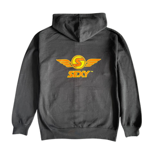 Men's Black SEXY Wings #Throwback Zip-Up Hoodie with Orange & Yellow Design