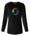 Camiseta feminina de manga comprida com logotipo Rainbow "S"