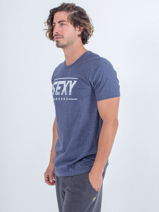 Sexy brand X-Chest Logo Tee T-Shirt in navy blue