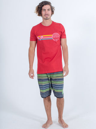 sexy brand mens 3 bar cali shirt in red