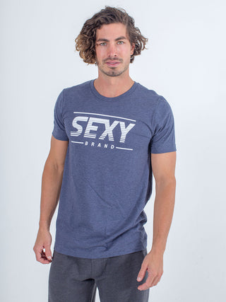 Sexy brand X-Chest Logo Tee T-Shirt in navy blue