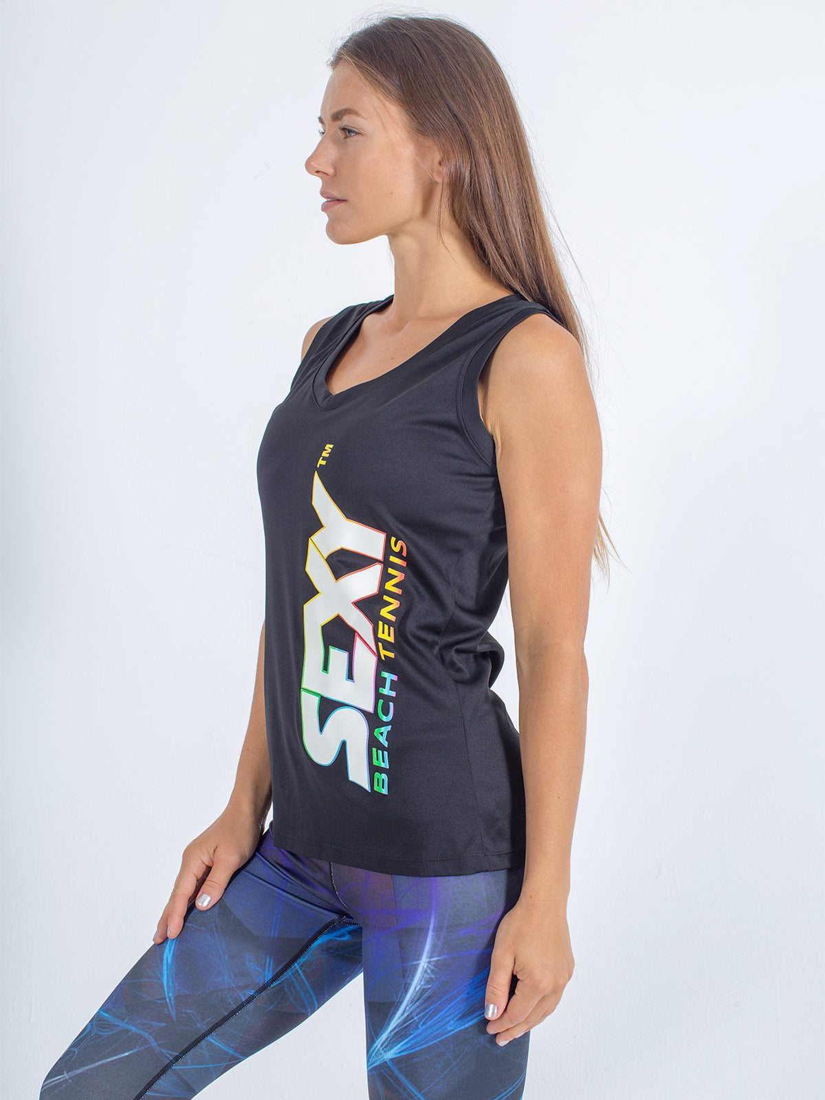 sexy brand womens competition tank v-neck black