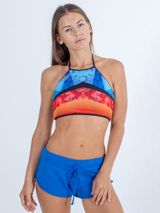 sexy brand swim halter top blue red sexy hexy with blue softie shorts